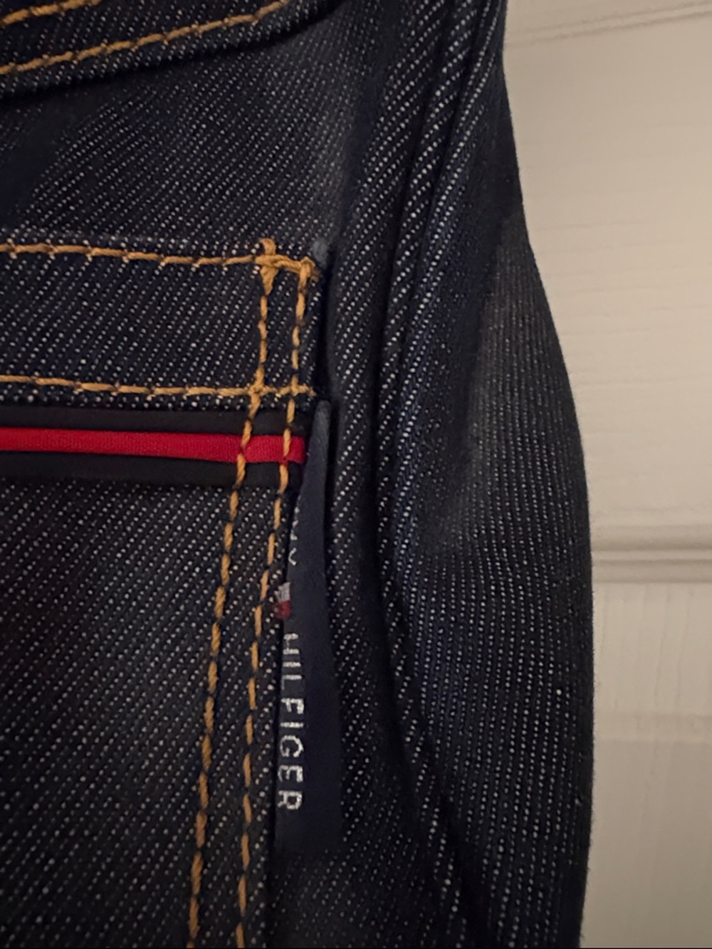 Tommy Hilfiger Dark Blue Denim Messenger Bag with Red & White Accents - Picture 2 of 5